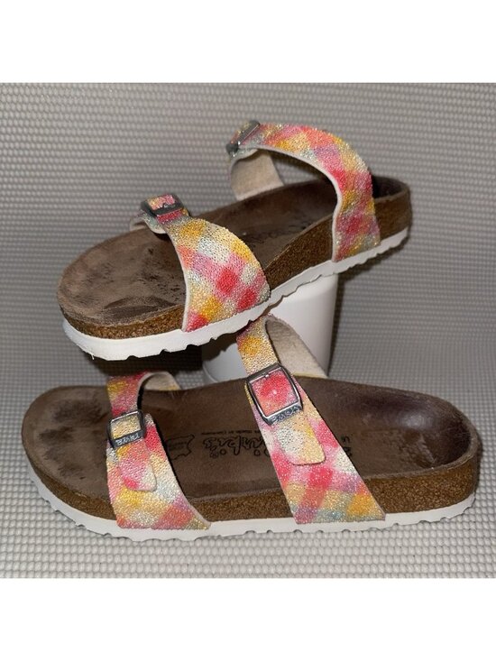 Birkenstock Shoes - Birkies by Birkenstock Tahiti Plaid Sparkle Sandals Strap Leather Womens Size 6